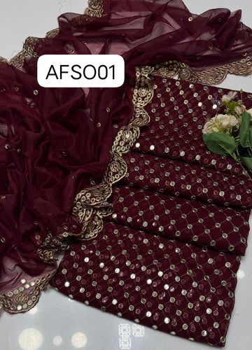 Fabric: Crinkle shfoon 9mm gall shirt  with 4 border boti gall style duppata , 2pcs Dress